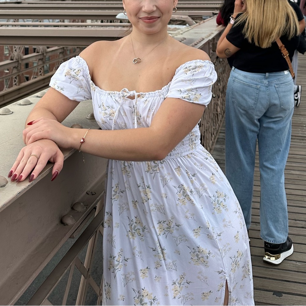 Miu Miu White Floral Off-Shoulder Dress